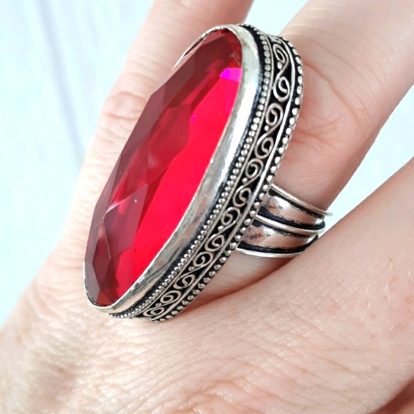 New Pink Topaz 925 Silver Statement Ring. - Picture 2 of 8